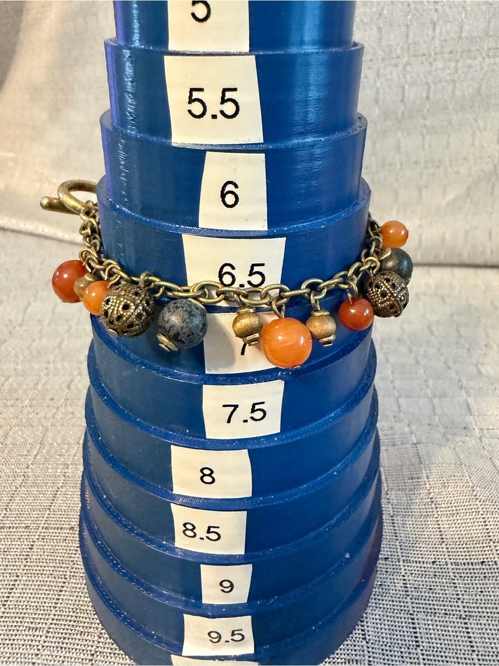 Vintage Chaps Beaded Charm Bracelet - Orange and Black Beads - Picture 4 of 4